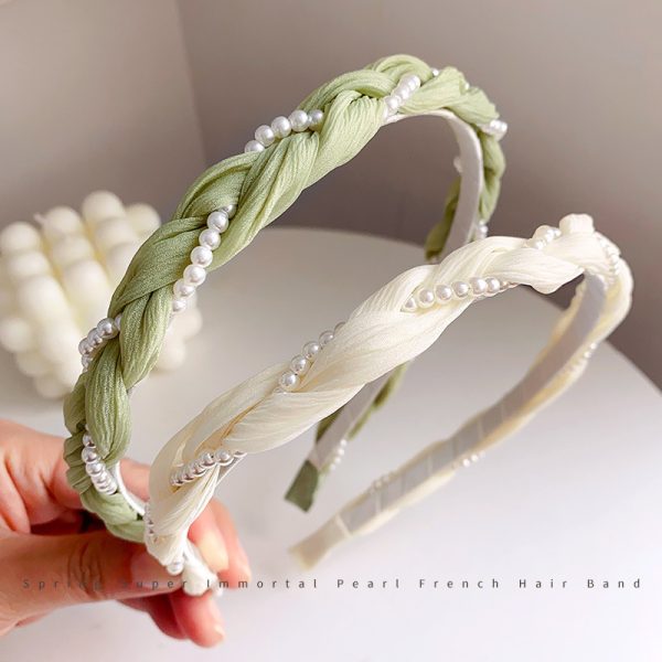 Twist pearl headband women's 2025 spring and summer Korean high-end headband forest hair bundle small fresh headband hair accessories