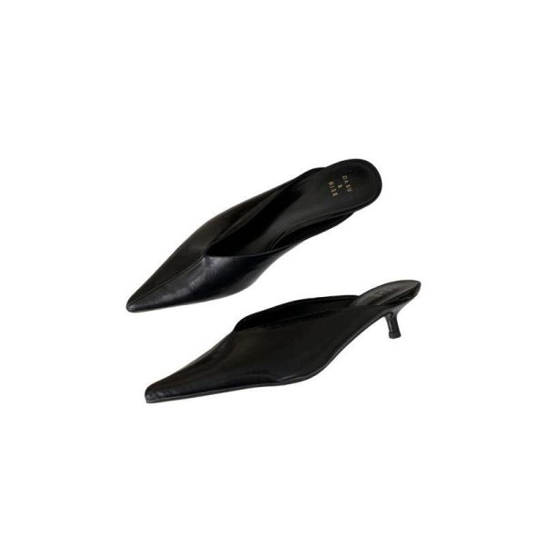 2025 summer baotou pointed toe half slippers women's wear sandals women's shoes black high heel medium heel stiletto mules - Image 5