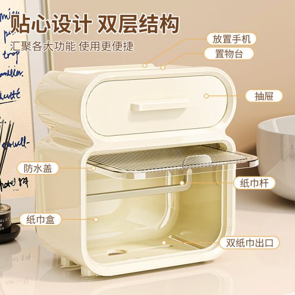 Punching-free waterproof paper towel rack, toilet paper box, toilet paper box, toilet toilet paper storage rack, plastic paper box - Image 3