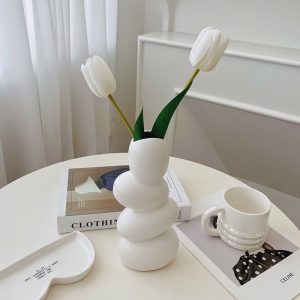 Creative ceramic vase ins wind light luxury high-end special-shaped cobblestone home decoration living room flower arrangement porch decoration