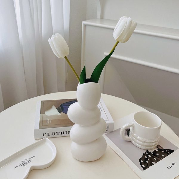 Creative ceramic vase ins wind light luxury high-end special-shaped cobblestone home decoration living room flower arrangement porch decoration - Image 2