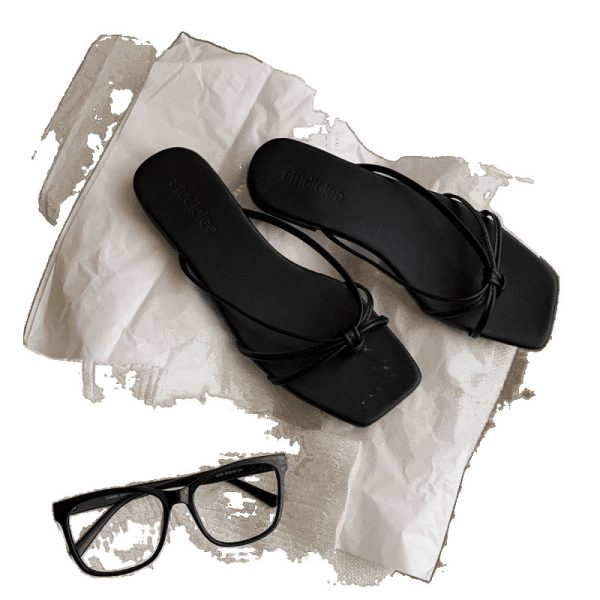 New sheepskin version ~ French evening breeze square toe thin strap flat slippers women's summer wear simple clip-on flip-flops - Image 5