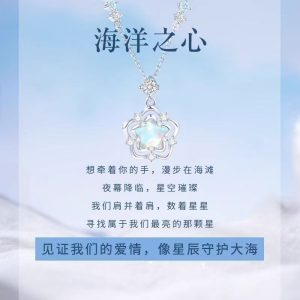 New Heart of the Ocean Necklace Women's Light Luxury Niche Design High-end Clavicle Chain Valentine's Day Gift for Girlfriend