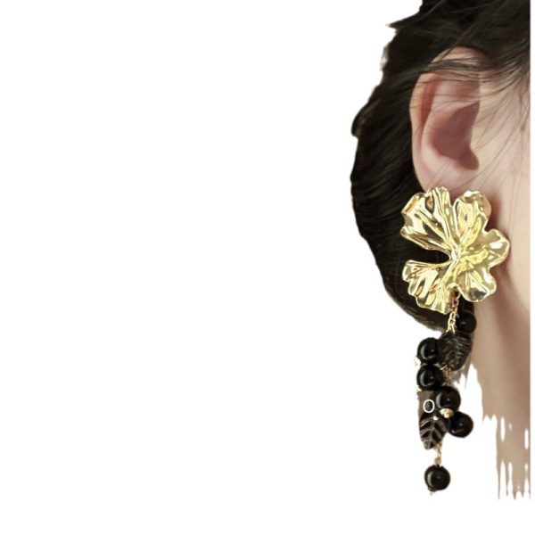 French retro flower tassel earrings exaggerated light luxury luxury niche design fairy temperament ins - Image 5