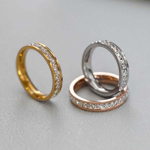 Korean version of light luxury square diamond full of stars titanium steel ring women's ins simple fashion personality ring ring ring does not fade wholesale - Image 3
