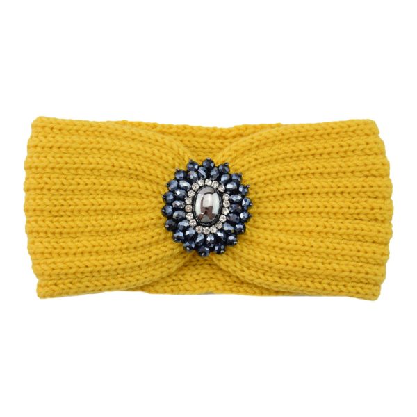 European and American diamond-encrusted gemstone knitted headbands, warm ear protection headbands, hair accessories autumn and winter - Image 2