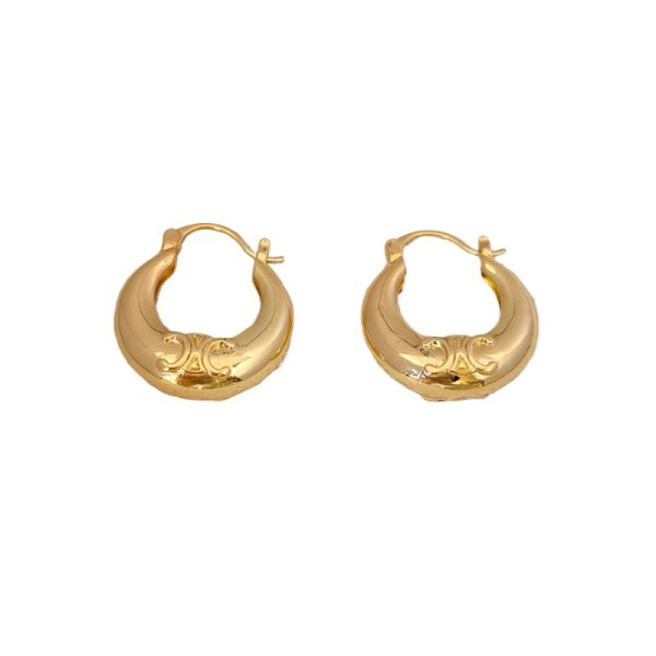 French light luxury retro high-end earrings European and American niche earrings gold metal glossy circle earrings earrings women - Image 5