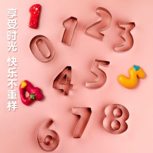 9 Piece Set of Stainless Steel Digital Steamed Bun Mold Cookies DYI Cake Decoration Fondant Cutting Mold Biscuit Tools