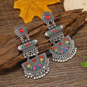 European and American fashion retro exaggerated bohemian ethnic earrings Personalized creative design long slimming fringe earrings