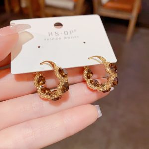 French retro temperament, Hong Kong style, exquisite zircon circle earrings, niche design, light luxury, high-end fashion earrings, women