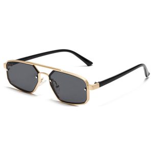 Cross-border vintage small frame metal sunglasses fashion sunglasses trend men's and women's double beam UV protection glasses wholesale