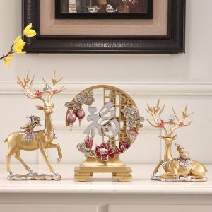 Creative deer living room ornaments, TV cabinets, wine cabinets, entrances, home crafts, high-end light luxury ornaments