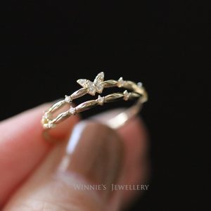 Butterfly double-layer ring women's cold style light luxury glitter diamond ring simple fashion versatile niche design open ring