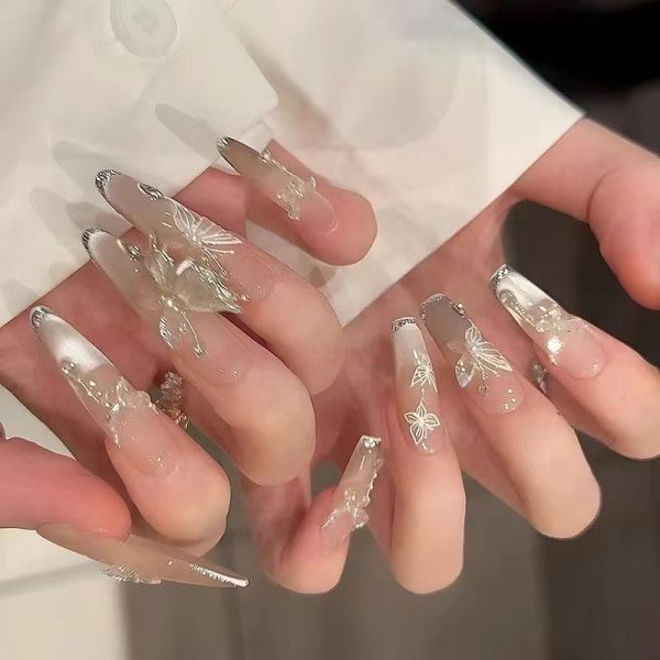 Handmade nail art wears nail ice dew morning butterfly cat's eye butterfly wears nail patches, advanced whitening and detachable