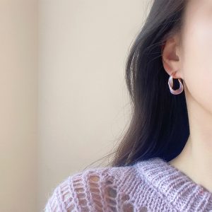 Korean cream white drop glaze French circle temperament earrings women's 2022 new trendy design niche earrings