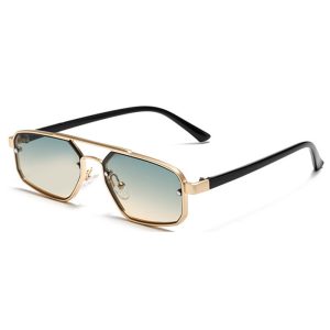 Cross-border vintage small frame metal sunglasses fashion sunglasses trend men's and women's double beam UV protection glasses wholesale