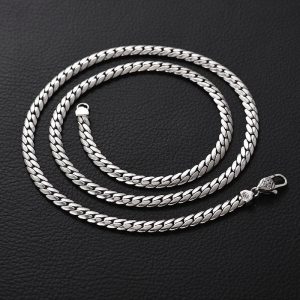 High-grade Cuban snake bone chain men's trendy and versatile necklace trendy men's retro sense of luxury niche plain chain wholesale