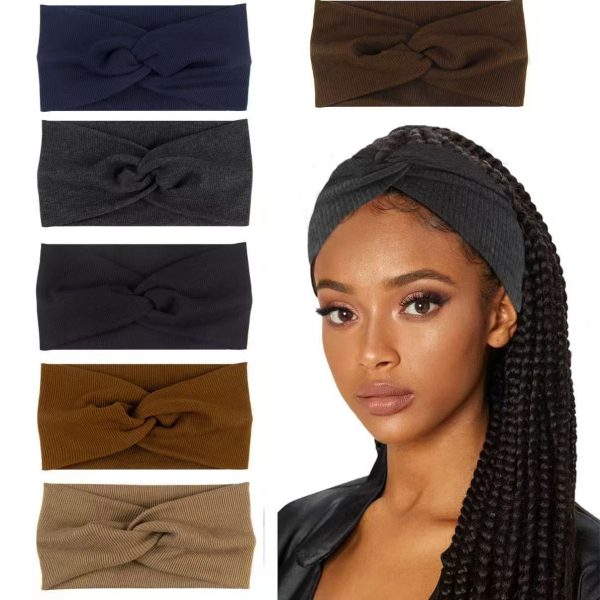 Amazon European and American foreign trade model bohemian sports wide hair belt threaded cotton cross yoga sports elastic hair band