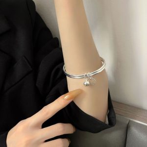 Fu brand bell bracelet double ring female niche bracelet ins color niche design high-end sense temperament simple
