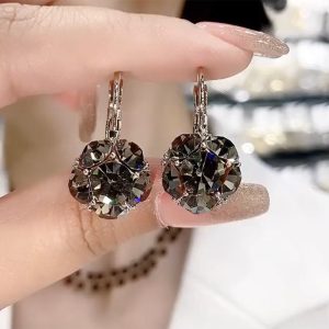 Korean retro color circle full diamond earrings 2023 new high-end niche design temperament earrings