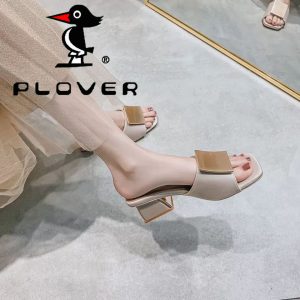 Brand slippers women's summer wear 2024 new fashionable fresh sandals thick heels and high-heeled slippers women's slippers