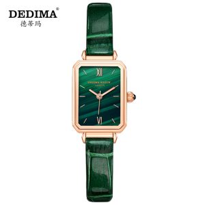 Fashion waterproof women's watch simple temperament ins wind malachite texture dial net red with the same square small green watch