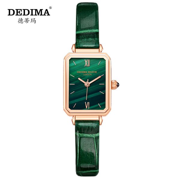 Fashion waterproof women's watch simple temperament ins wind malachite texture dial net red with the same square small green watch