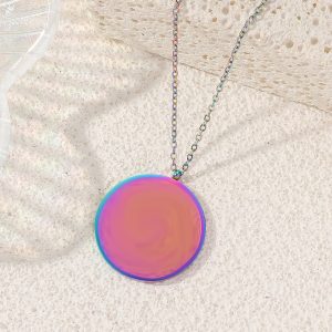 Cross-border new fashion men's accessories necklace high-end stainless steel round pendant titanium steel necklace does not fade women