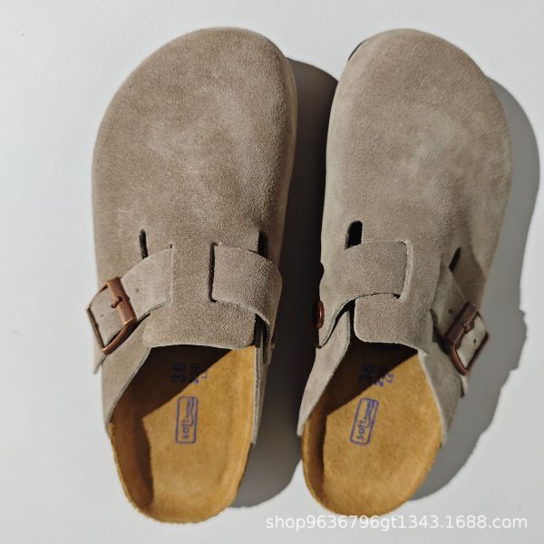 Unisex BK spot leather Birkenstock shoes autumn new versatile wear retro lazy head half drag Boken - Image 2