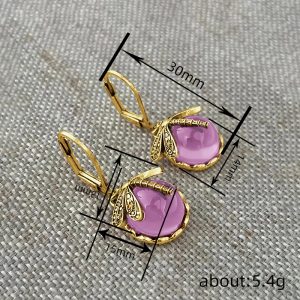 Cao Shi retro European-style forest pastoral style earrings for women, imitation moonlight stone dragonfly earrings, round exquisite daily style