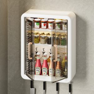 Wall-mounted storage box-free punching-free wall-mounted bathroom moisture-proof storage cabinet magnetic dust-proof storage kitchen spice storage cabinet