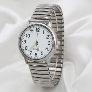 Elderly watches wholesale alloy elastic band couple pair watch large number retro casual men's and women's watches wholesale luminous
