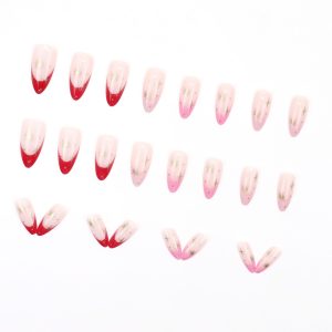 European and American pointed nails mid-length ins French pink girl sweet style star simple and cute detachable royal nail piece
