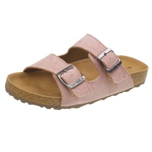 Belt buckle thick-soled Birkenstock slippers women's outer wear 2025 summer new one-foot flat round-toe nubuck women's shoes