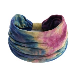 New European and American tie-dye sports headband 14cm wide version women's headband African retro elastic knotted headband