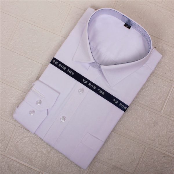 Su Xi can pick up a drop-off white polyester cotton shirt men's long-sleeved blue black short-sleeved shirt men's plus size - Image 2