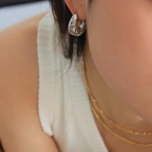 French Celi Earrings Women's Gold Hoops Premium Copper Plated 18k Real Gold Circle Earrings Earrings Plain Ring Earrings