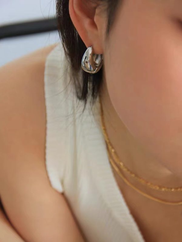 French Celi Earrings Women's Gold Hoops Premium Copper Plated 18k Real Gold Circle Earrings Earrings Plain Ring Earrings - Image 2