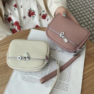Genuine leather women's coin purse 2025 new top-layer cowhide niche double zipper storage bag multi-functional fashionable hand