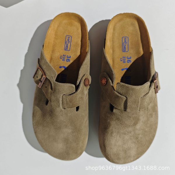 Unisex BK spot leather Birkenstock shoes autumn new versatile wear retro lazy head half drag Boken - Image 5