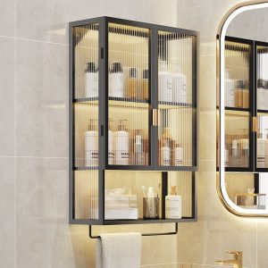 Shelf, bathroom, cosmetics storage cabinet, no punching, wall-mounted washbasin, storage shelf above the toilet, light state
