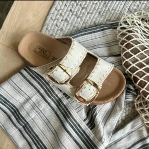 [Fan Funa] thick-soled heightened Birkenstock sandals slippers women's summer wear 2025 summer small fragrance woven slippers