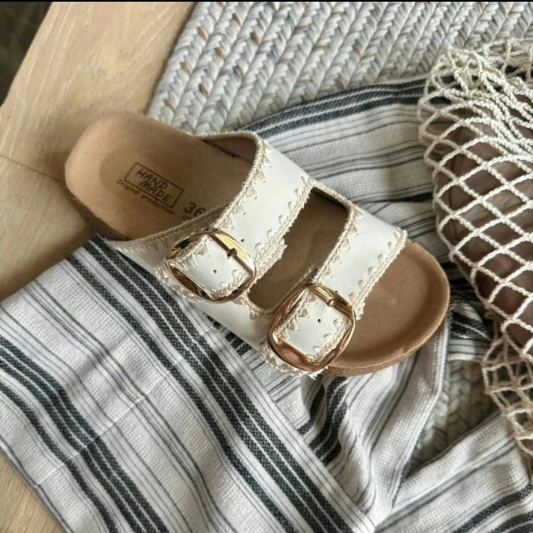 [Fan Funa] thick-soled heightened Birkenstock sandals slippers women's summer wear 2025 summer small fragrance woven slippers - Image 4