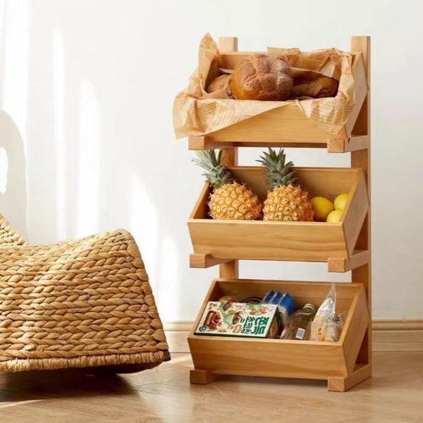 Multifunctional kitchen shelf, corner shelf, floor shelf, multi-level bathroom countertop, cosmetic storage rack, bamboo and wood storage rack - Image 2
