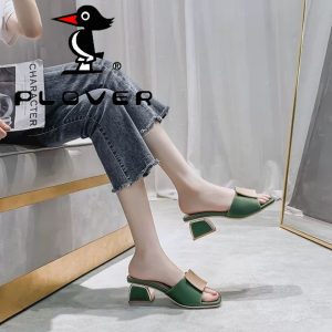 Brand slippers women's summer wear 2024 new fashionable fresh sandals thick heels and high-heeled slippers women's slippers