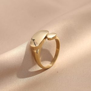 French fashion temperament oval glossy ring women's design sense niche titanium steel plated 18K open adjustable ring