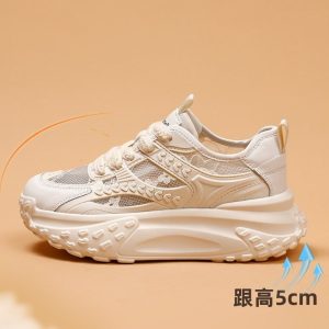 Mesh inner heightened white shoes women's new casual platform women's shoes in the summer of 2025 breathable lace dad shoes