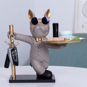 Nordic Light Luxury Bulldog Tray TV Cabinet Living Room Desktop Decoration Creative Decoration Entrance Storage Gift
