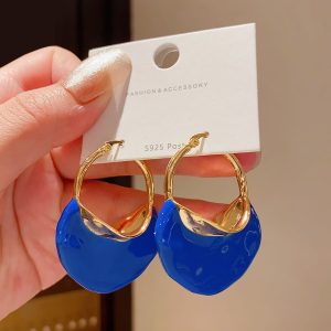 High-end retro French drop glaze, exaggerated irregular earrings, big earrings, women's European and American niche, cold style earrings