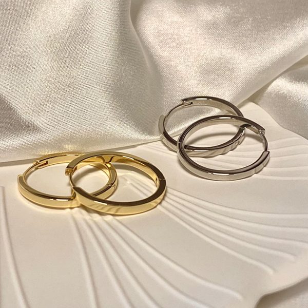 French hoop ear buckle ear ring women's ins cold wind plain ring earrings niche design photosensitive earrings wholesale